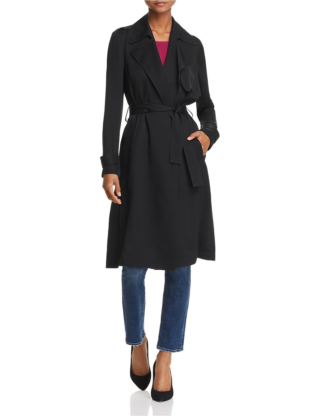 NWT Theory Oaklane Unlined Silk Trench Coat in Slate Grey Modern GGT - Picture 6 of 6